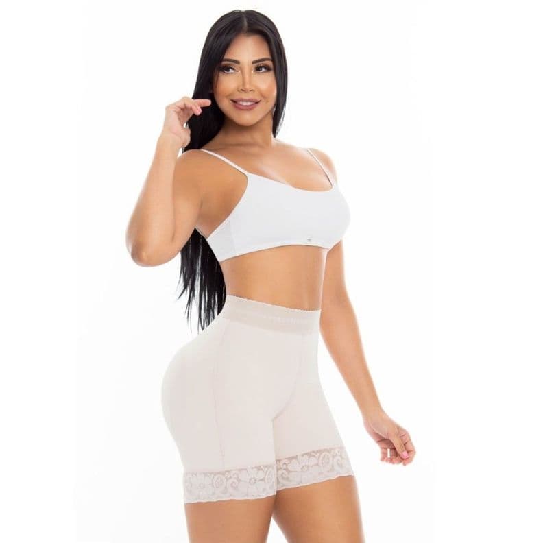 Faja Colombiana Short Levanta Cola Invisible Control Abdominal Beige XXL