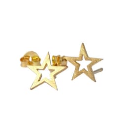 Aros Aritos Estrellas Abiertas Plata 925 Con Bano De Oro - MABELITA Dorado