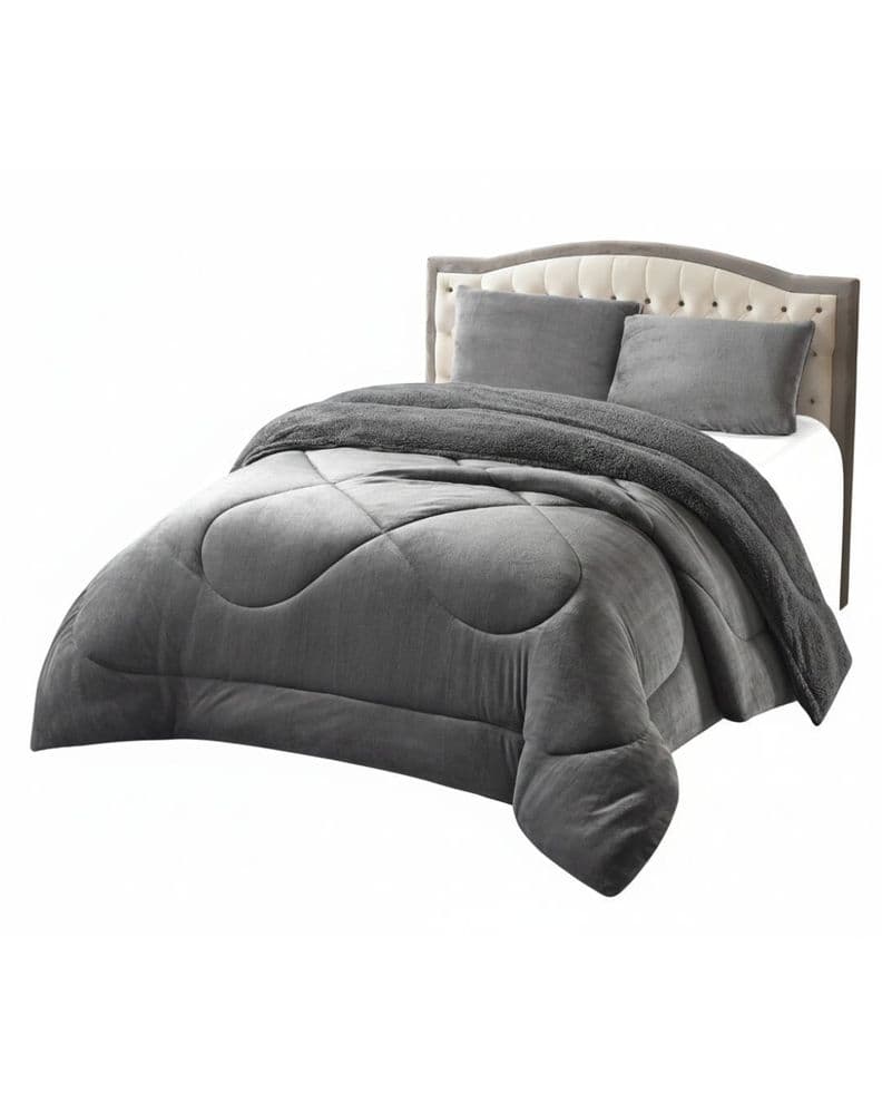 Cobertores de inverno Plush con chiporro KING-TF Gris
