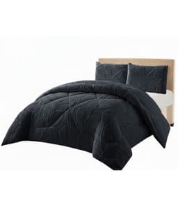 cobertores de inverno texturizado hojas con chiporro 2.P-TF. Negro