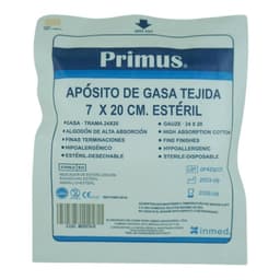 APOSITO DE GASA TEJIDA 7X20CM ESTERIL 10 UNIDADES Blanco