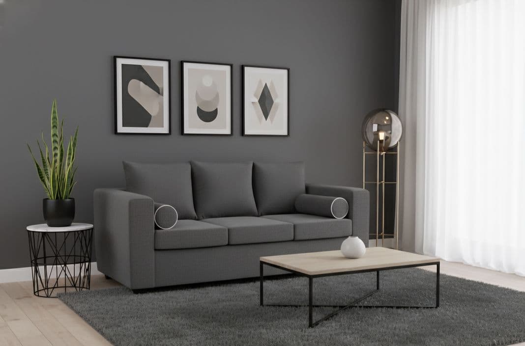 sofa prince 3 cuerpos felpa gris