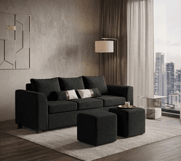sofa esencia 3 cuerpos 2 puff Negro +2.00