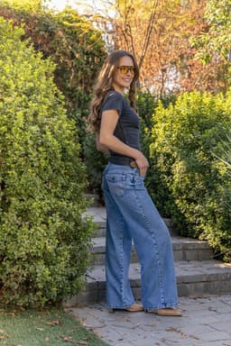 Jeans Ciapino Straight Bordado Bolsillos Azul Efesis 38