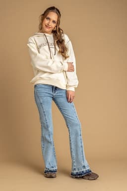 Jeans Emilia Flare Corte Curvo y Basta Descosida Azul Efesis 40