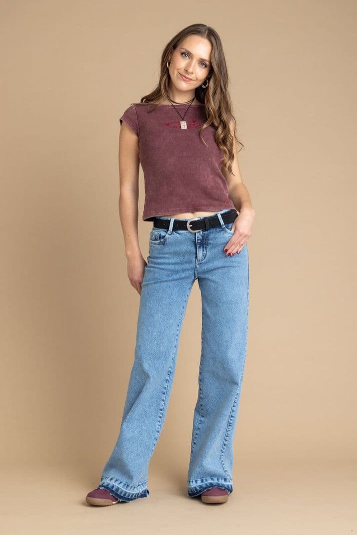 Jeans MIzar Wide Basta Desflecada Azul Efesis 44