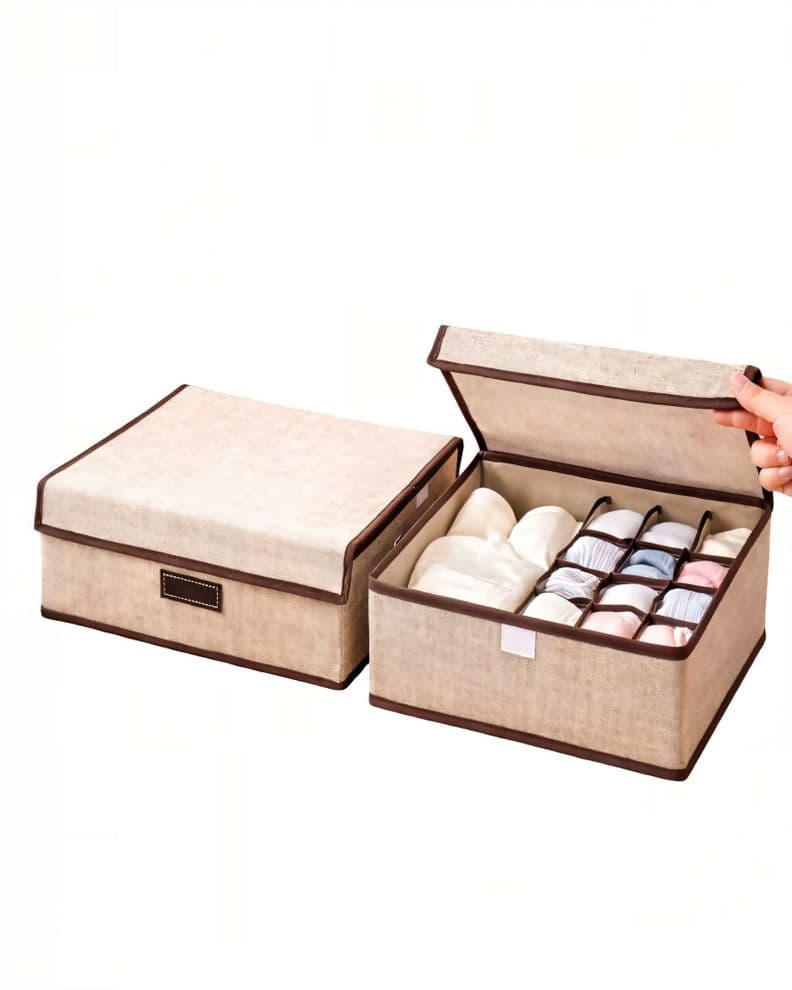SET DE 2 CANASTO ORGANIZADOR 32CMX26CM COLOR BEIGE