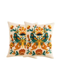 SET DE 2 FUNDAS DE COJIN BORDADAS 45X45 BEIGE 02