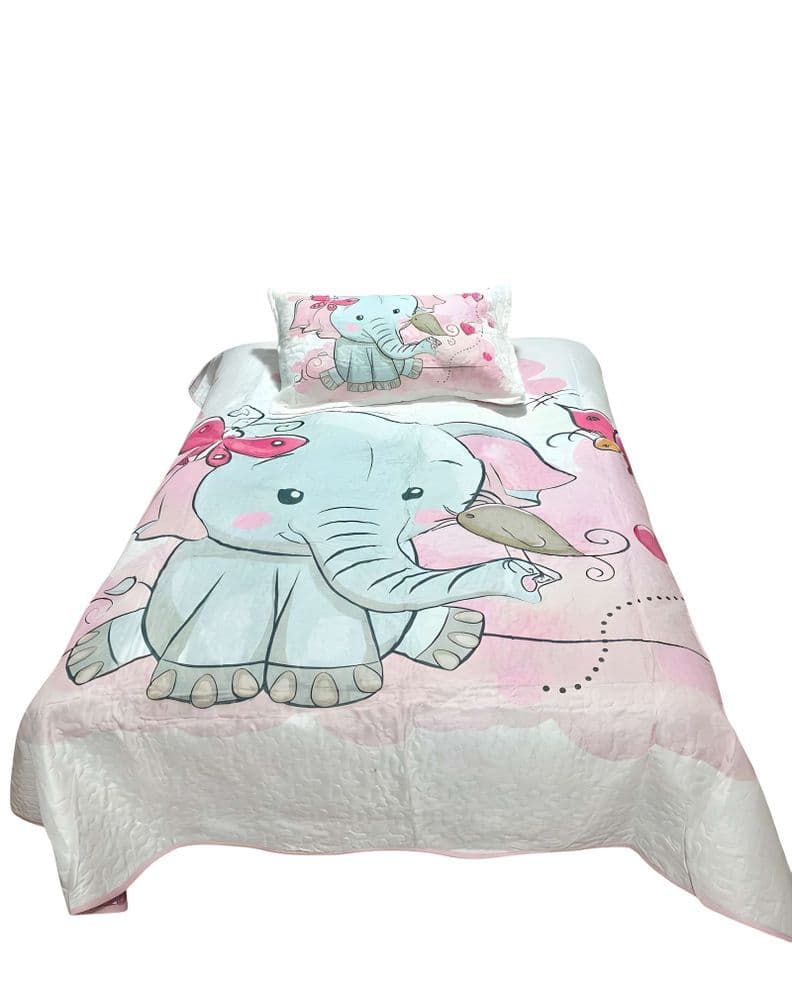 CUBRECAMA QUILT DE VERANO PLAZA Y MEDIA BLANCO 04
