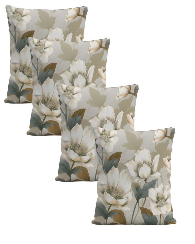 SET DE 4 FUNDAS DE COJIN FLOREADAS 45X45 BEIGE 01