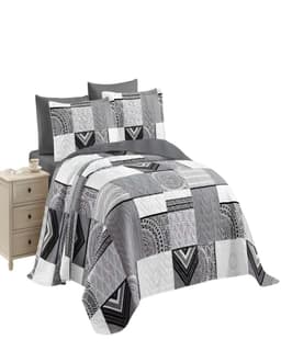 CUBRECAMA QUILT DE VERANO PLAZA Y MEDIA GRIS 05