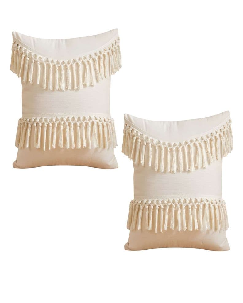 SET DE 2 FUNDAS DE COJIN FLECO LINO 45X45 BEIGE 01