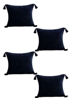 SET DE 4 FUNDAS DE COJIN CHENILLE CON BORLAS 45X45 AZUL OSCURO
