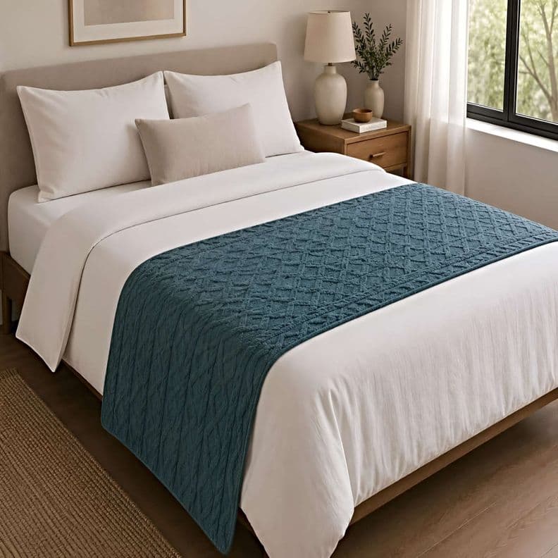 PIECERA DECORATIVA TEXTURIZADA 70X220 CM TURQUESA
