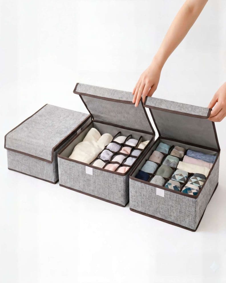 SET DE 3 CANASTO ORGANIZADOR 32CMX26CM COLOR GRIS