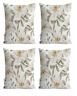 SET DE 4 FUNDAS DE COJIN FLOREADAS 45X45 BLANCO 02