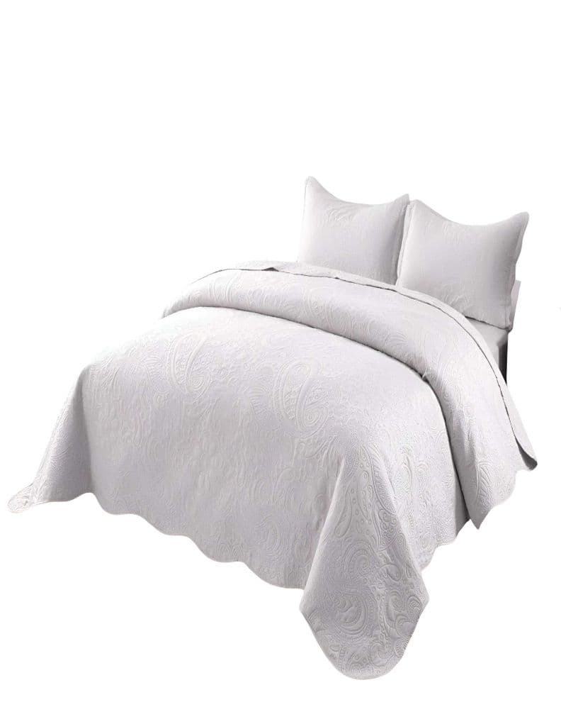 CUBRECAMA QUILT DE VERANO KING CON RELIEVE COLOR BLANCO