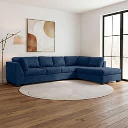 Sofa Seccional Londres 6 Cuerpos Chenille Azul Derecho Resortes