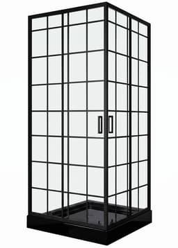 Shower Door Joytek Recto Cuadros Negros 80x80x198cm con Receptaculo