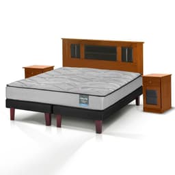 Cama Europea Dream Dual 2 Plazas Box 150x200 + Set Lorraine Flex Gris