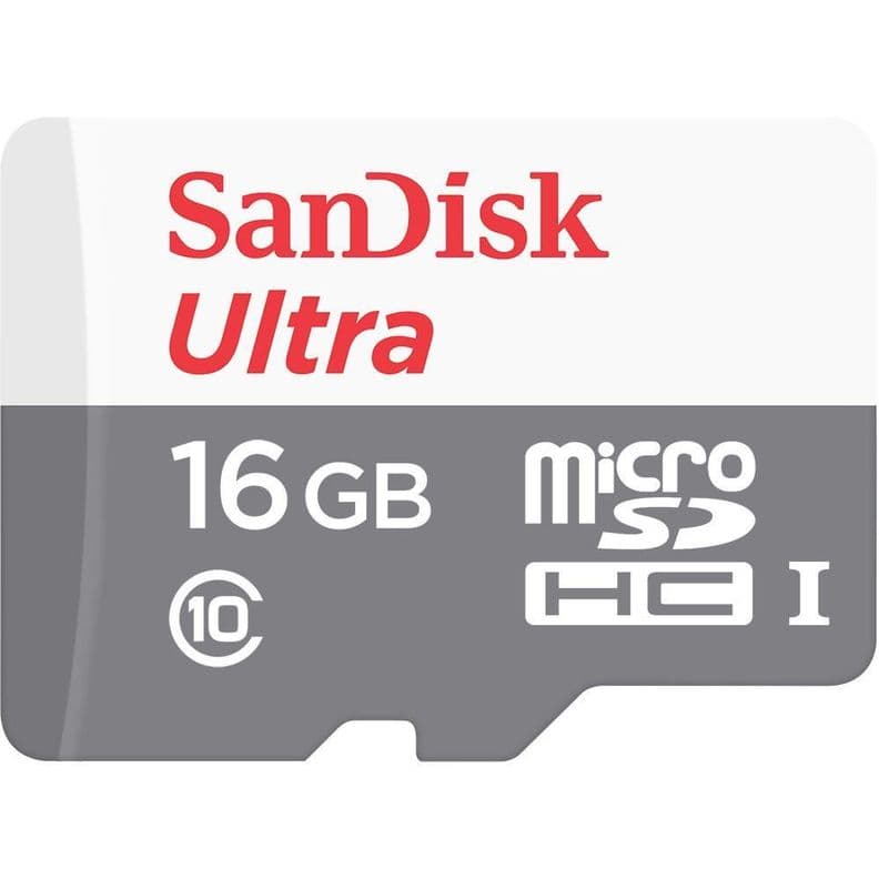 MicroSD SanDisk 16GB Clase 10 80MB/s c/Adaptador Negro