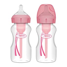 Pack 2 Mamaderas Anticolico Boca Ancha 270ml Rosado Dr Brown's