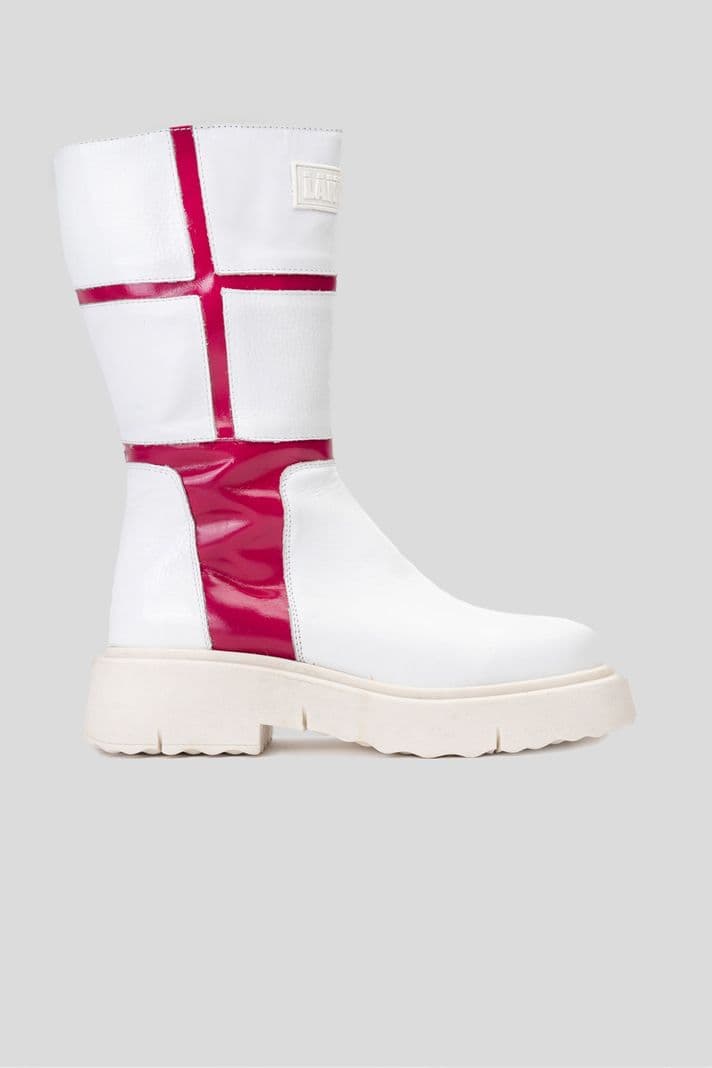Bota Cuero Rea Blanco Fucsia Landazuri 39