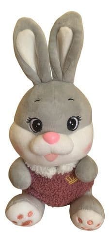 Peluche Conejita Gris Kawaii De Felpa Suave 28cm Gris Espejado Plata
