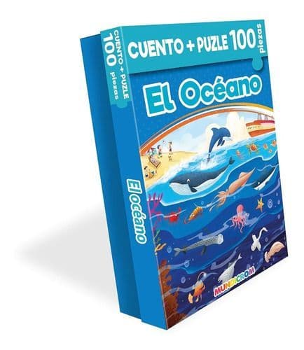 Libro Infantil Cuento El Oceano + Puzle 100 Piezas Mundicrom Verde Pastel