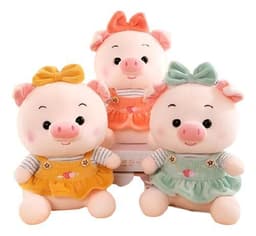 Peluche Cerdito Con Vestido Kawaii De Felpa Suave 20cm Verioscolores