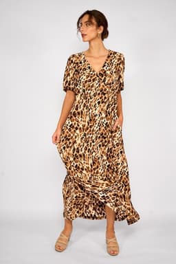 Vestido Largo Animal Print Nola Chocolate Cafe S