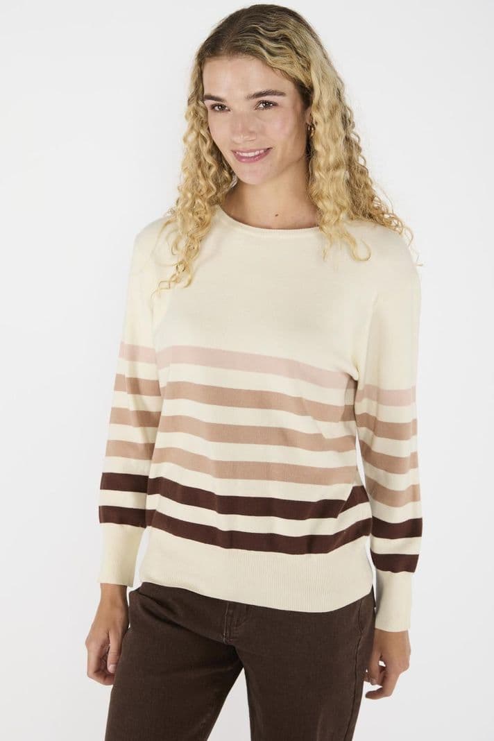 Sweater Rayas Luciana Crudo/Cafe Crema XL