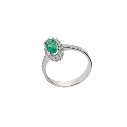 Anillo Oro Blanco 18kt Diamantes 19 Pts y 23 Pts Esmeralda Amarillo 12