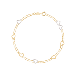 Pulsera de Oro 18kt Corazion Duo Amarillo 19