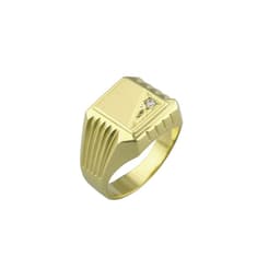 Anillo Oro 18kt Sello Cuadrado Tallado Blanco 18
