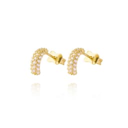 Aros de Oro 18kt Media Luna con Circones AUA Amarillo 4
