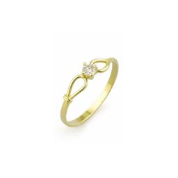 Anillo Oro 18kt Platino Circonita Lazo Infinito Blanco 16