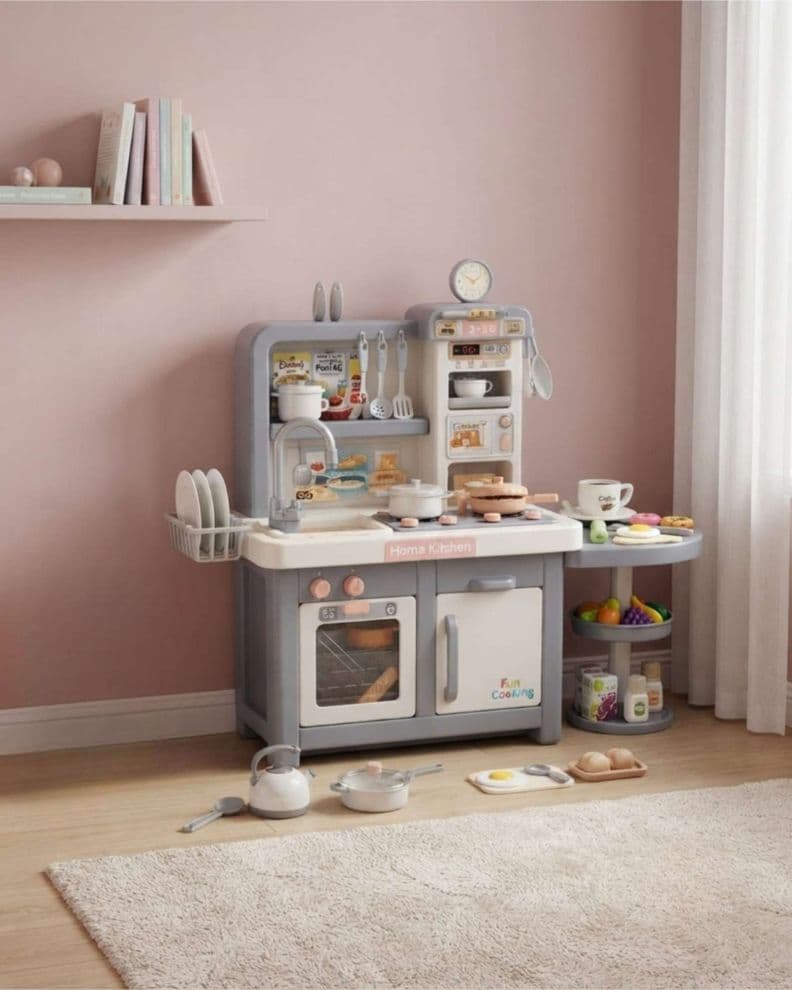 Cocina de Juguete Infantil con 40 Accesorios 98 cm Gris
