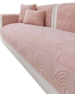 JUEGO DE 5 FUNDAS PARA SOFA CON DISENO DE CURVAS ROSA Rosado