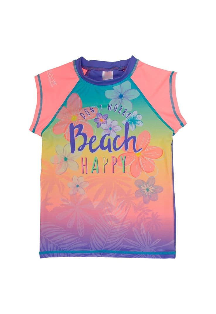 Polera Nina Manga Corta UV50 H2O Wear Naranjo 4