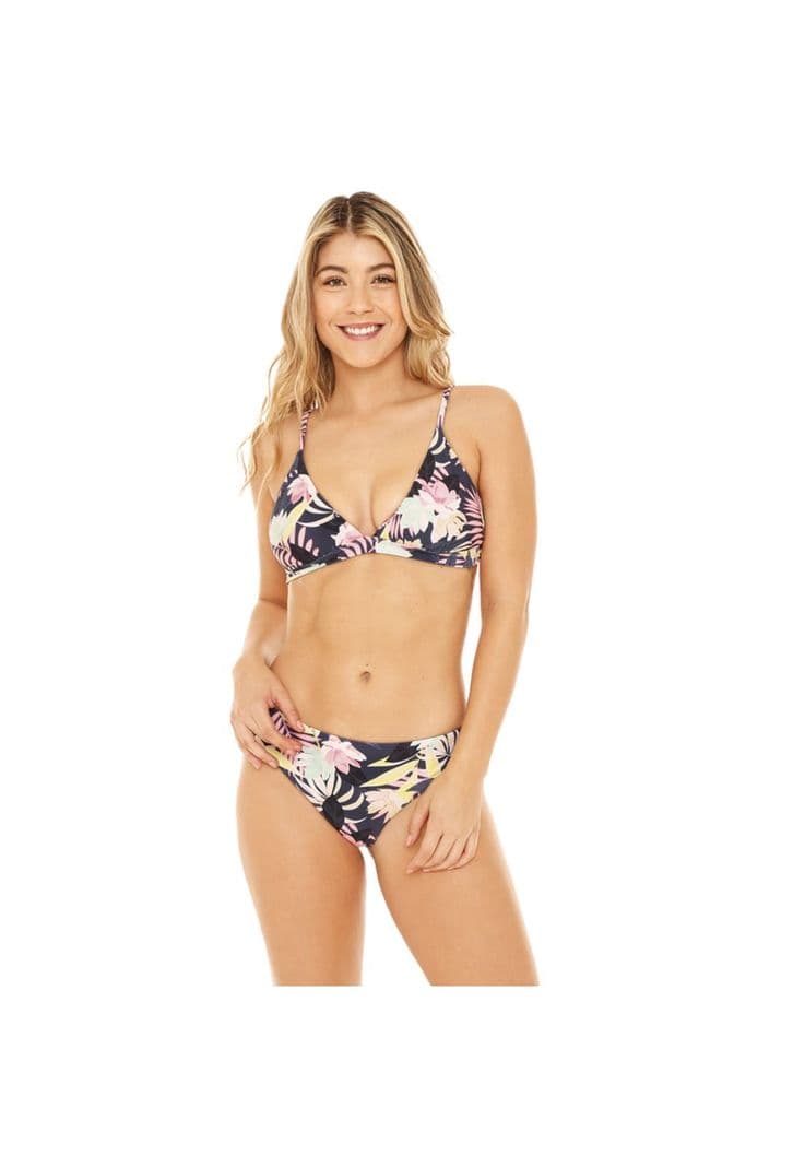 Traje de Bano Bikini Mujer H2O Wear Triangulo Fijo Flores Azul S