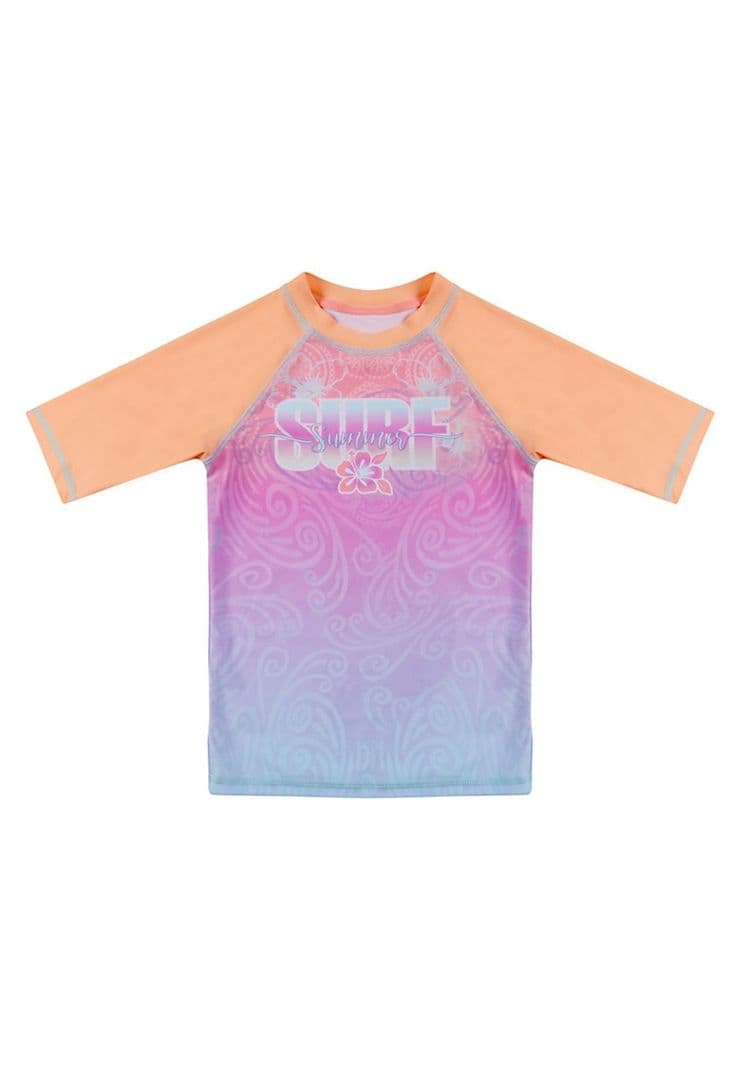 Polera Nina Manga Corta UV50 Coral H2O Wear 4