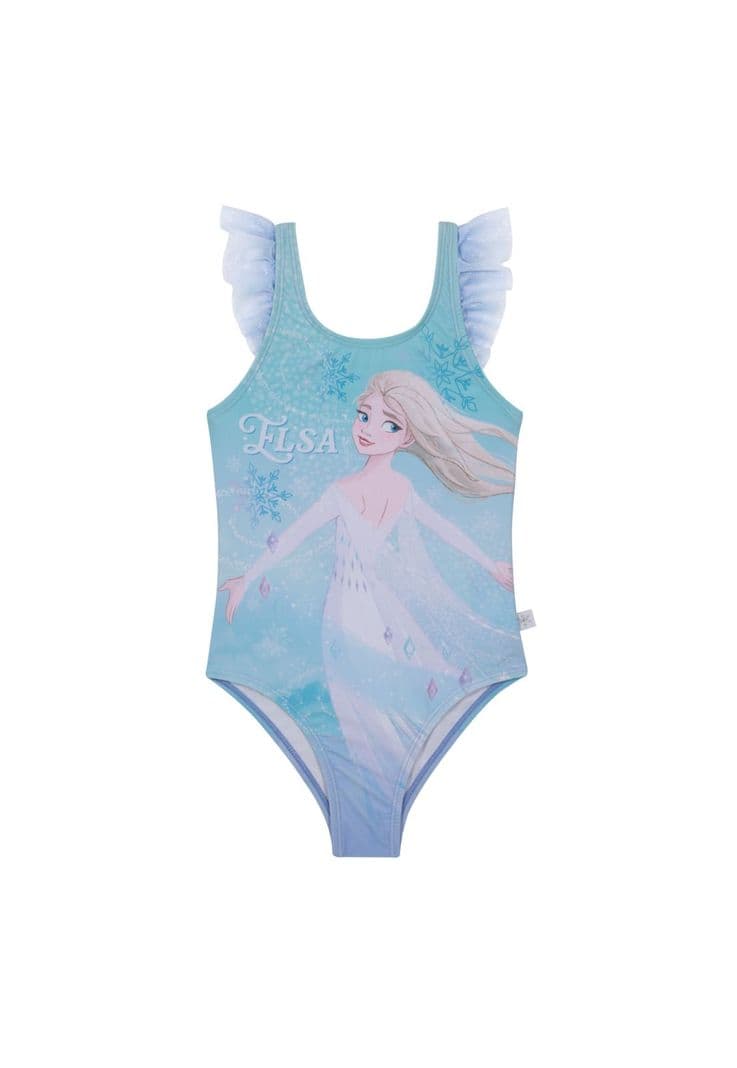 Traje de Bano Nina Entero UV50 Frozen Disney Celeste 8