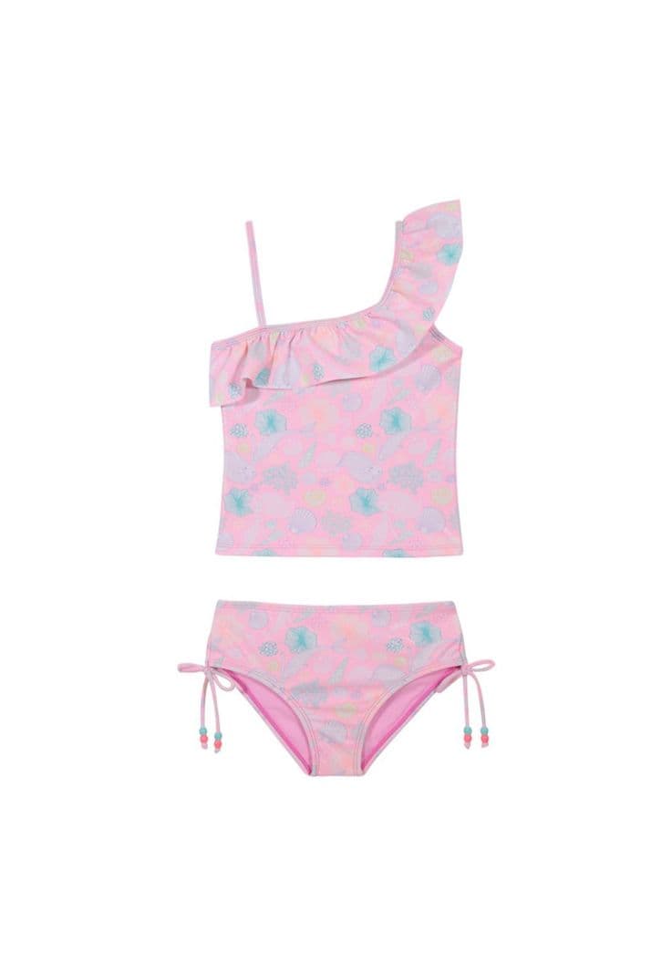 Traje de Bano Nina Tankini UV30+ Un hombro H2O Wear Coral 6