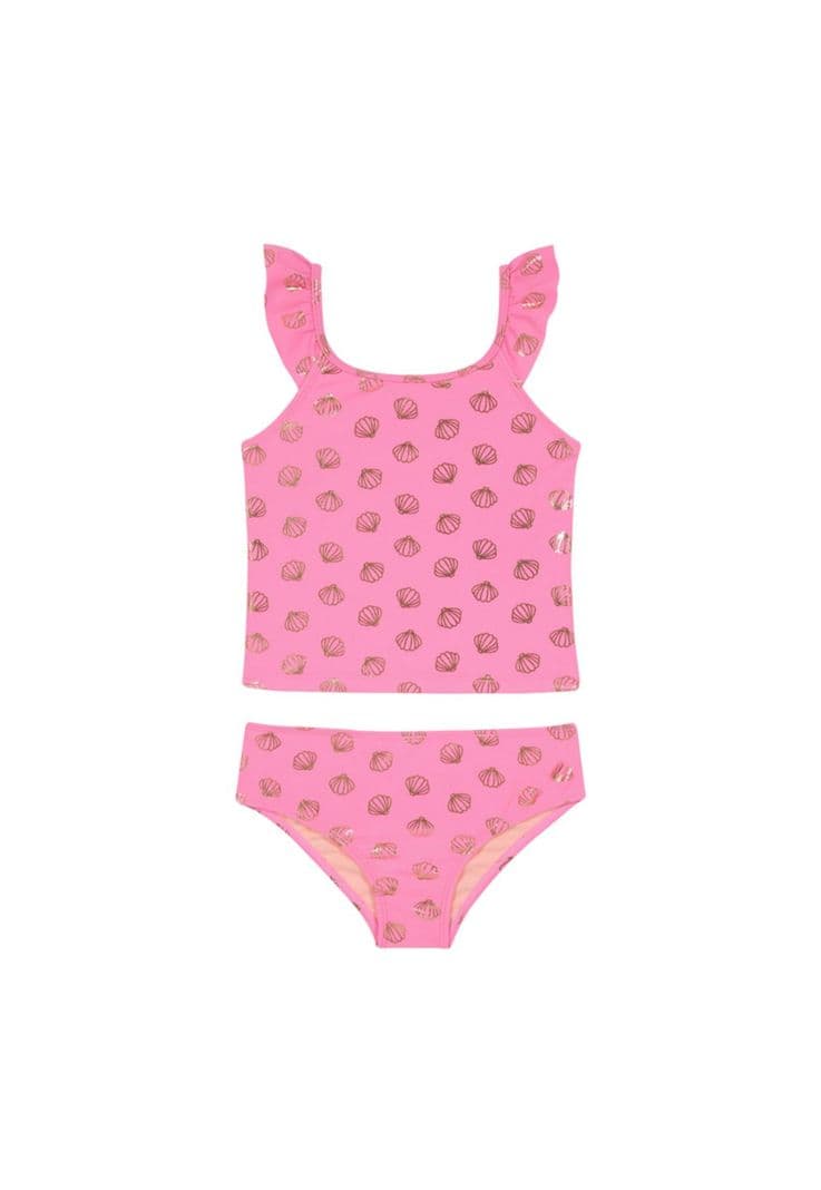 Traje de Bano Tankini UV30+ Top con Mangas para Nina Coral 6
