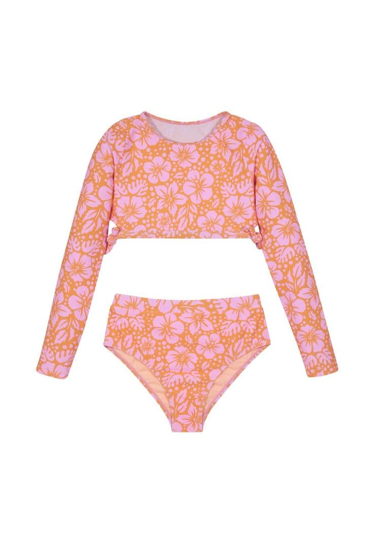 Traje de Bano Nina Teens Tankini UV50 Crop Top H2O Wear Coral 12