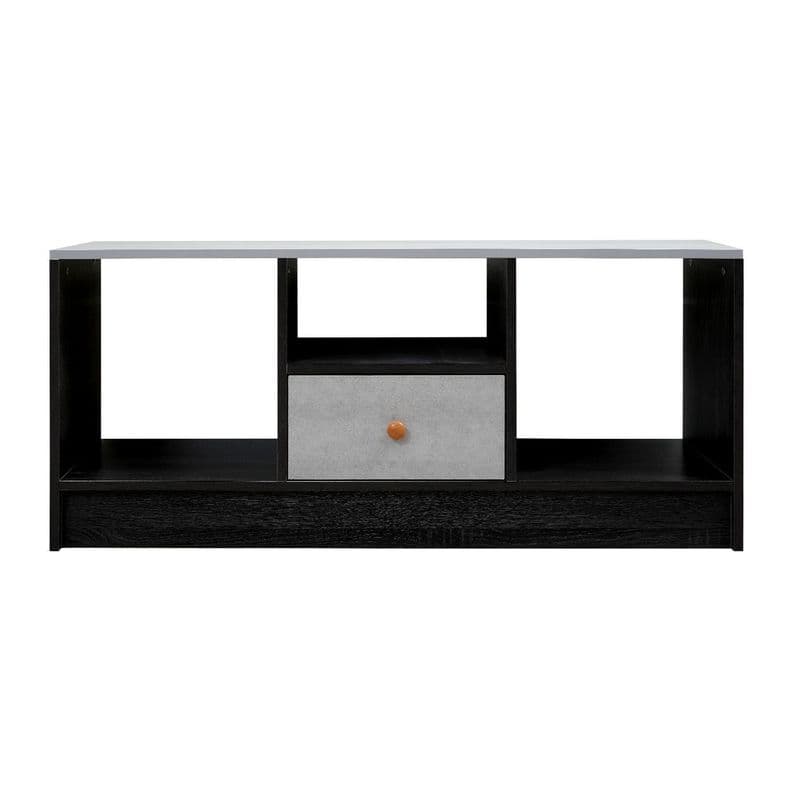 Rack TV Para TV Pequeno Hasta 43 90x30x40 Cm Con 1 Cajon Negro Gris Gris Oscuro