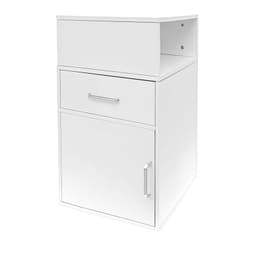 Velador Blanco de Madera con Caj n Puerta y Estante Abierto 35x40x65cm