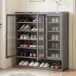 Zapatero Organizador Con 3 Acrilico Puertas 90x35x107 Cm Gris