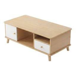Mesa de Centro 100x48x45 cm con Cajon y Puerta Color Madera Natural